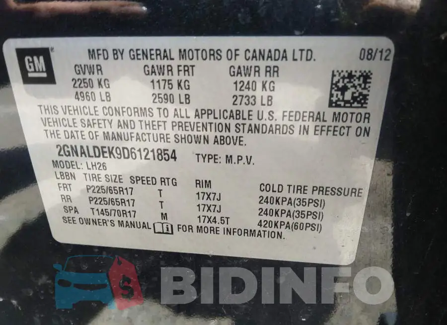2GNALDEK9D6121854 Photo# 9