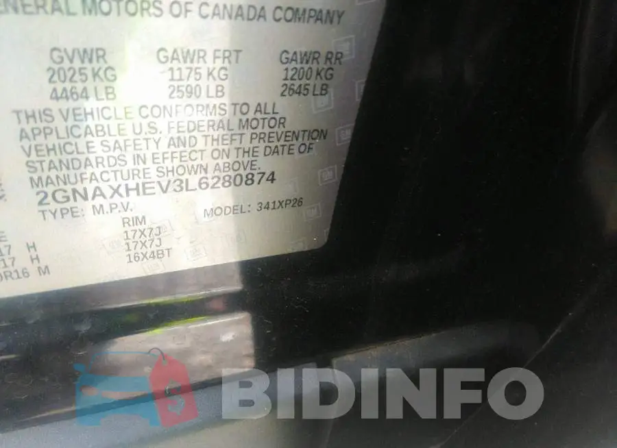 2GNAXHEV3L6280874 Photo# 9