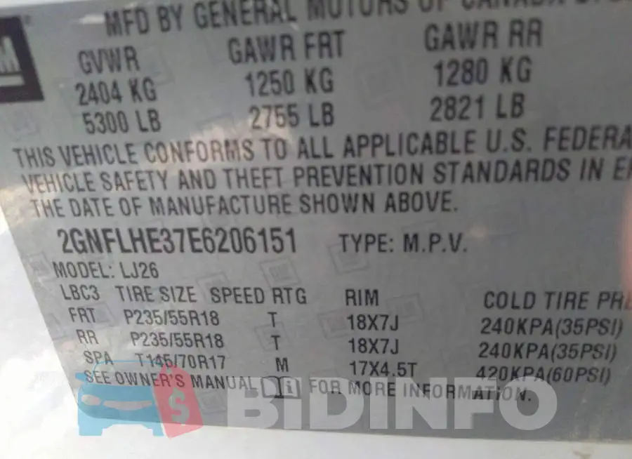2GNFLHE37E6206151 Photo# 9