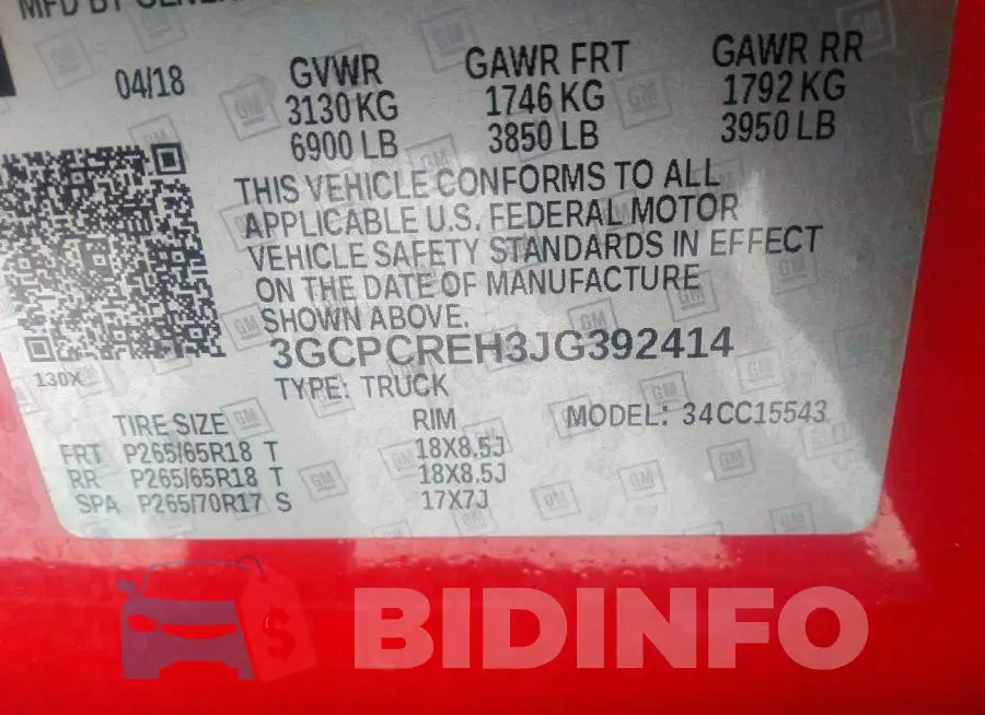 3GCPCREH3JG392414 Photo# 9