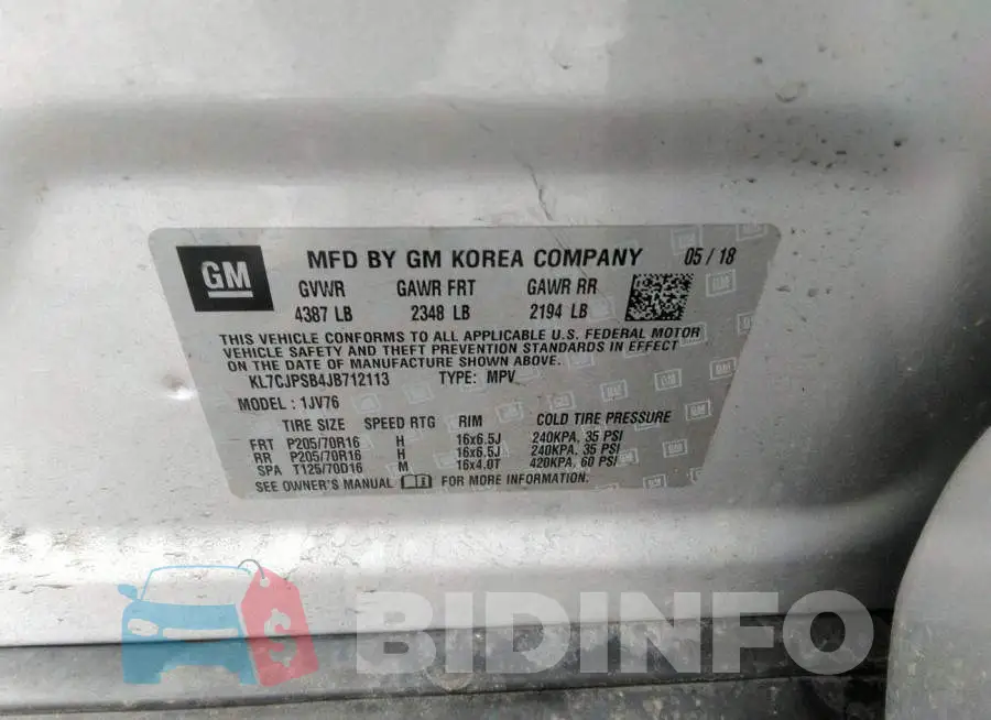 KL7CJPSB4JB712113 Photo# 9