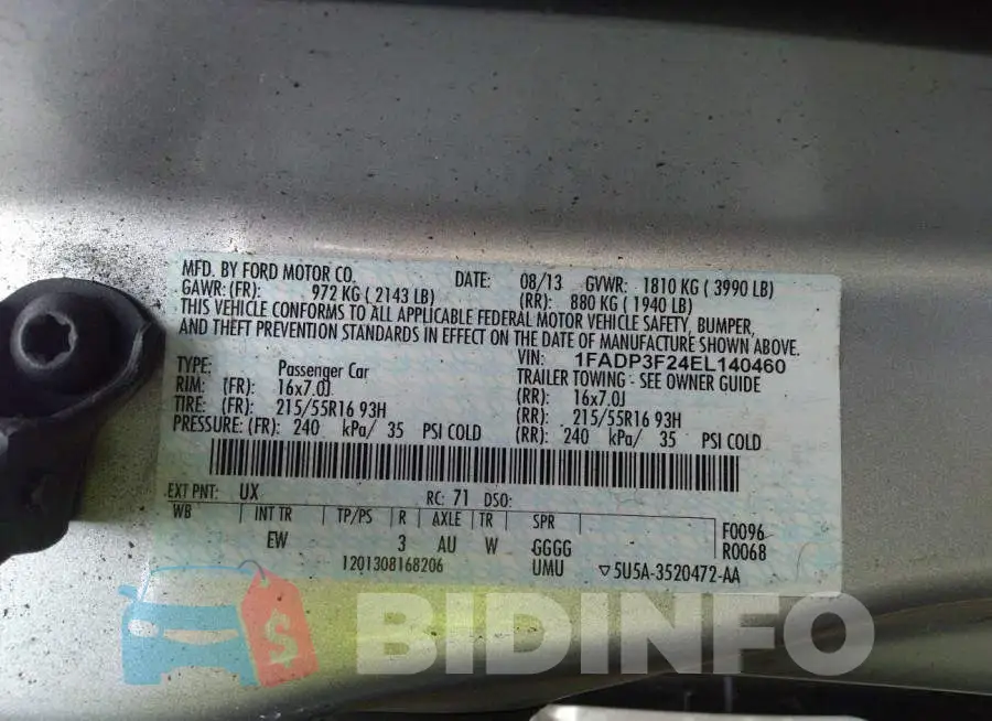 1FADP3F24EL140460 Photo# 9