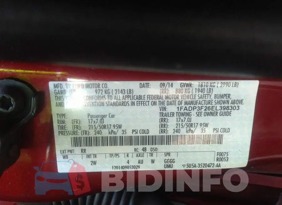 1FADP3F26EL398303 Photo# 9