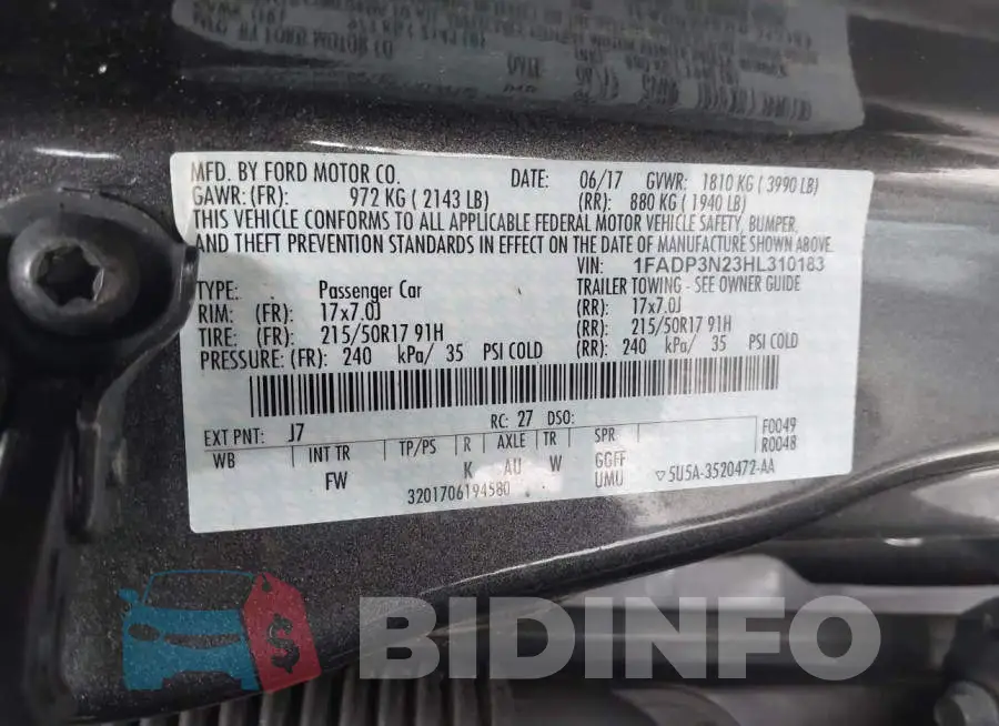 1FADP3N23HL310183 Photo# 9