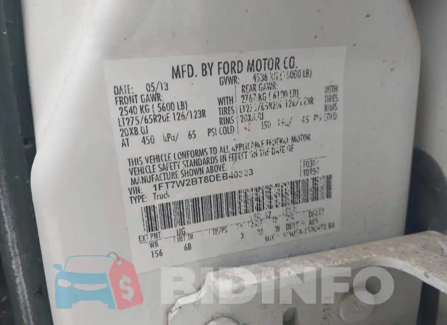 1FT7W2BT8DEB40323 Photo# 9