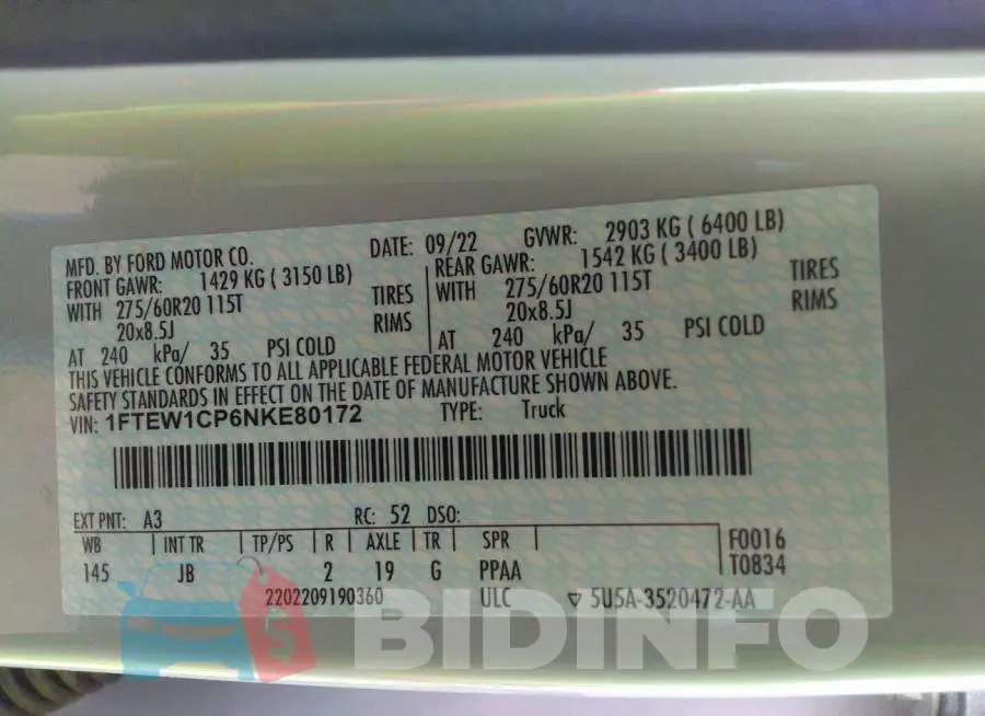 1FTEW1CP6NKE80172 Photo# 9