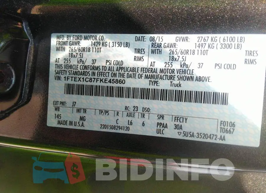 1FTEX1C87FKE45860 Photo# 9