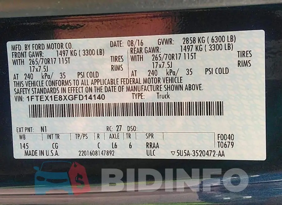 1FTEX1E8XGFD14140 Photo# 9