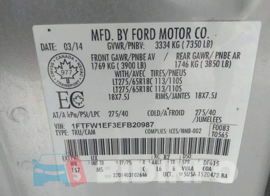1FTFW1EF3EFB20987 Photo# 9
