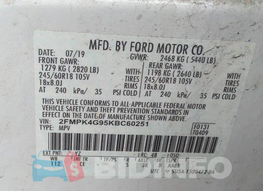 2FMPK4G95KBC60251 Photo# 9
