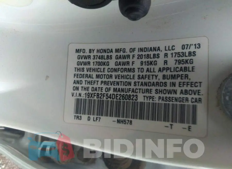 19XFB2F54DE260823 Photo# 9