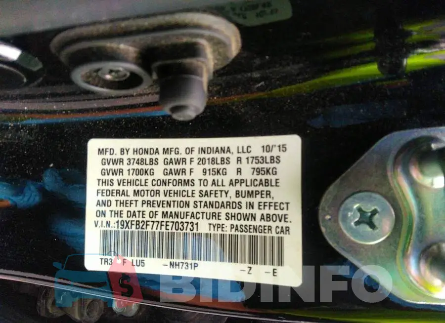 19XFB2F77FE703731 Photo# 9