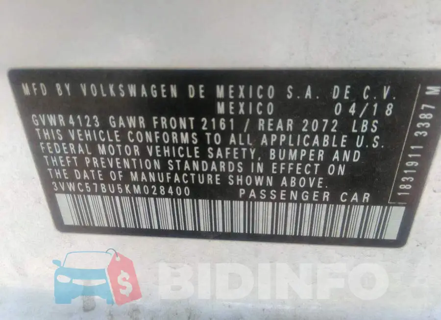 3VWC57BU5KM028400 Photo# 9