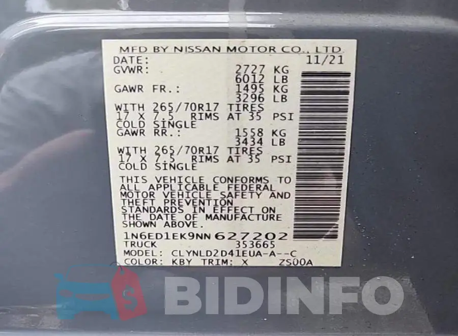1N6ED1EK9NN627202 Photo# 8
