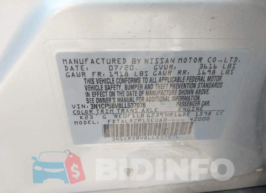 3N1CP5BV8LL537076 Photo# 9