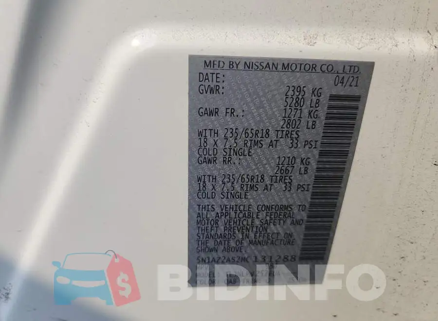 5N1AZ2AS2MC131288 Photo# 8