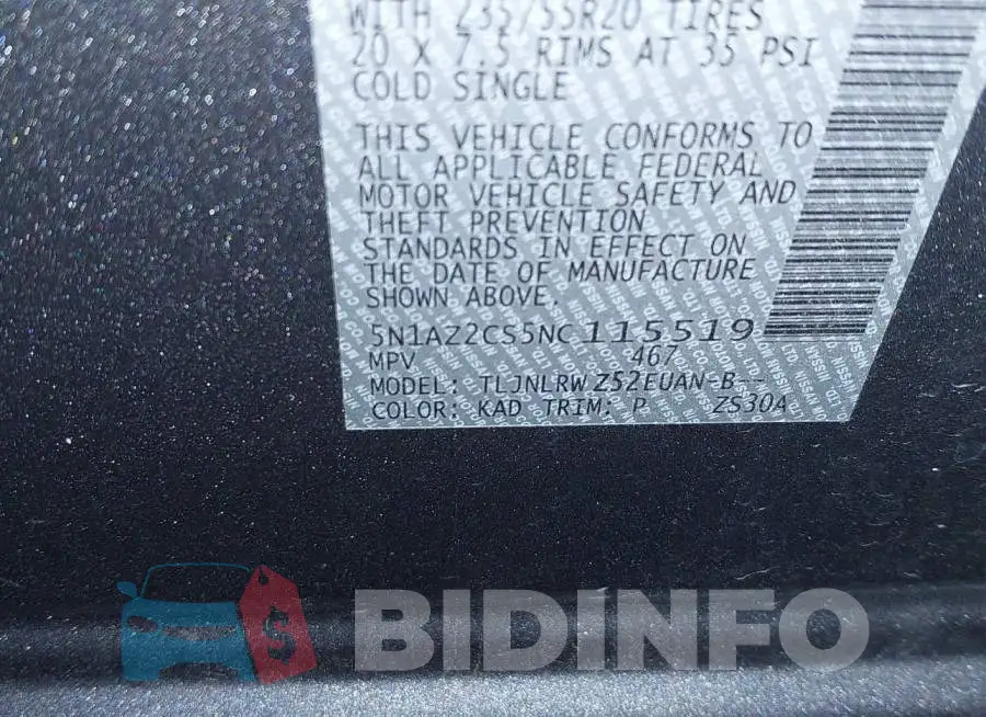5N1AZ2CS5NC115519 Photo# 9
