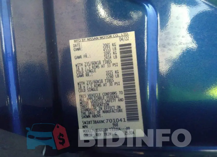 5N1BT3BAXNC701041 Photo# 9