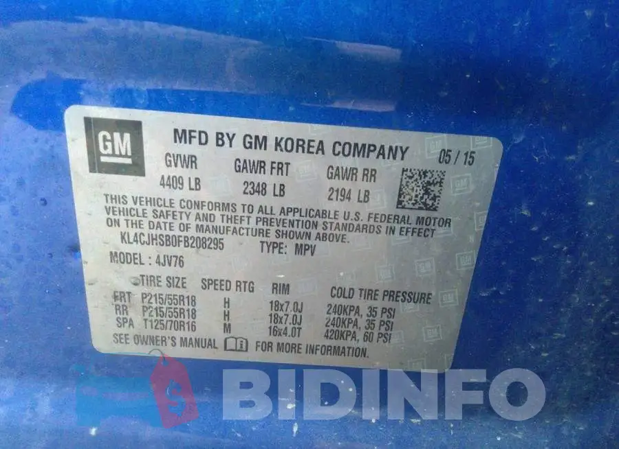 KL4CJHSB0FB208295 Photo# 9