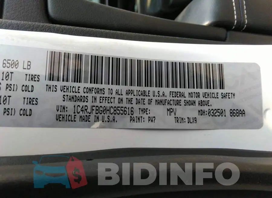 1C4RJFBG0HC855616 Photo# 9