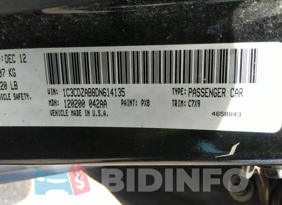 1C3CDZAB8DN614135 Photo# 9