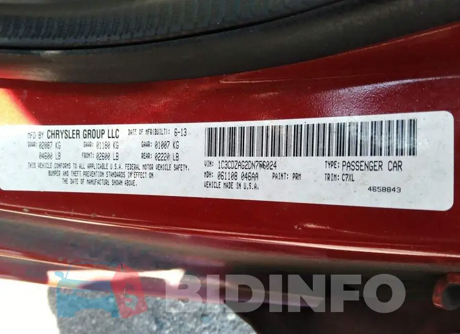 1C3CDZAG2DN756024 Photo# 9