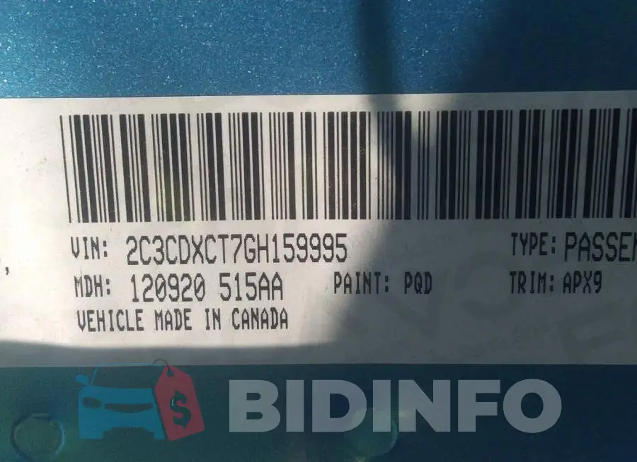 2C3CDXCT7GH159995 Photo# 9