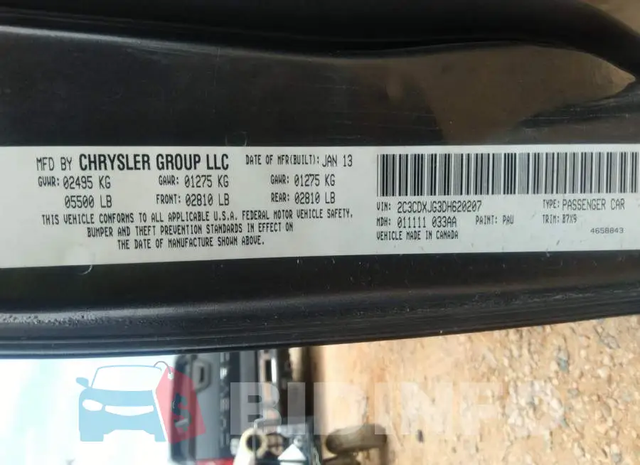 2C3CDXJG3DH620207 Photo# 9