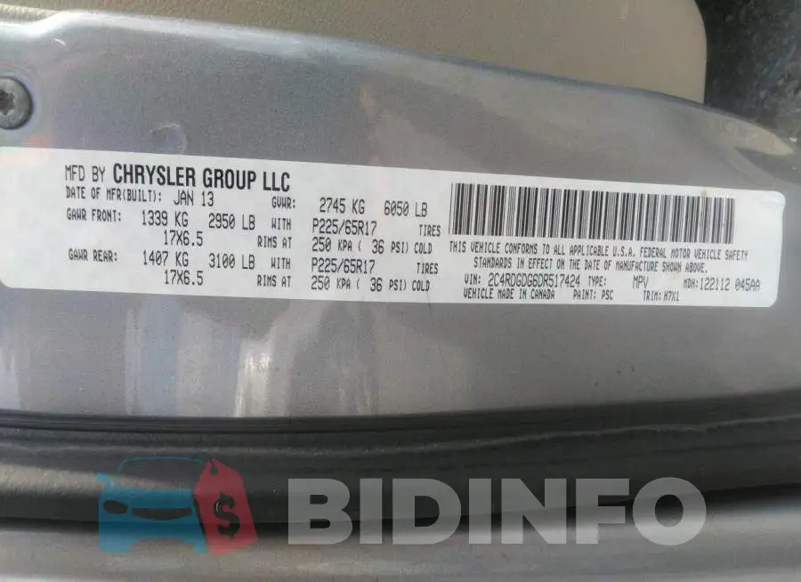 2C4RDGDG6DR517424 Photo# 9
