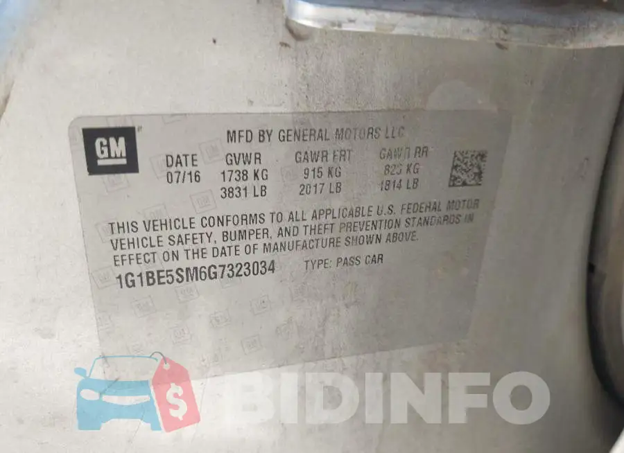 1G1BE5SM6G7323034 Photo# 9
