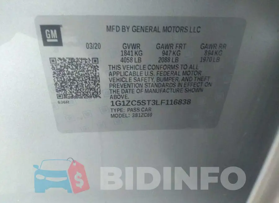 1G1ZC5ST3LF116838 Photo# 9
