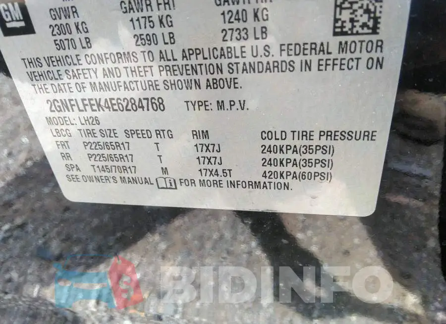 2GNFLFEK4E6284768 Photo# 9