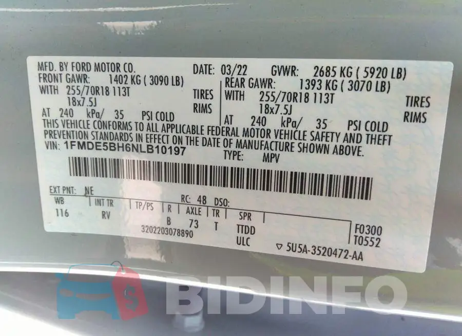 1FMDE5BH6NLB10197 Photo# 9