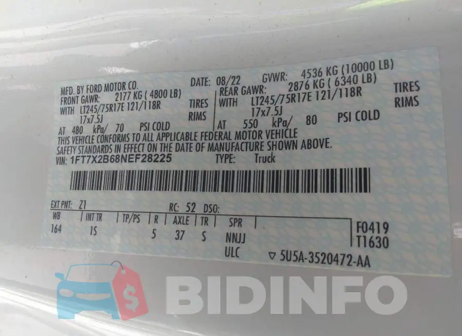 1FT7X2B68NEF28225 Photo# 9