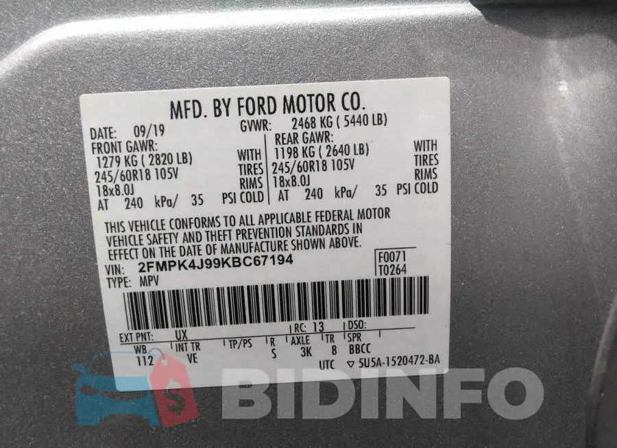 2FMPK4J99KBC67194 Photo# 9