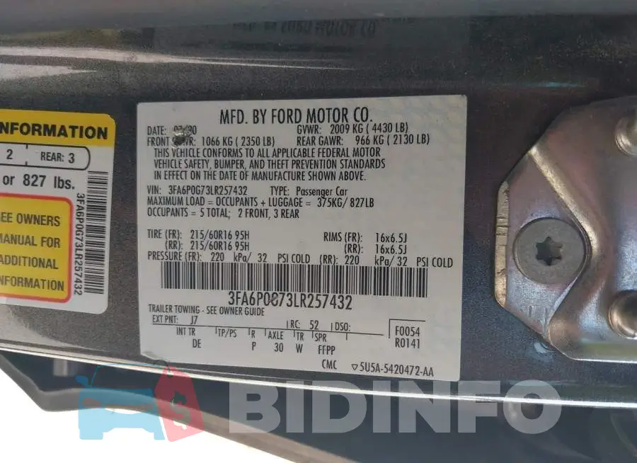 3FA6P0G73LR257432 Photo# 9