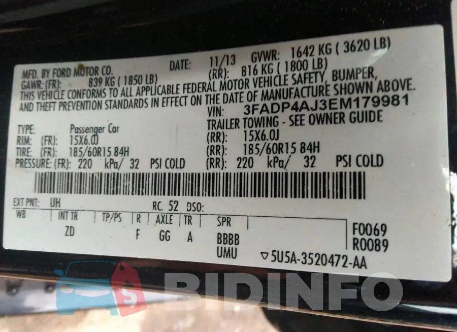 3FADP4AJ3EM179981 Photo# 9