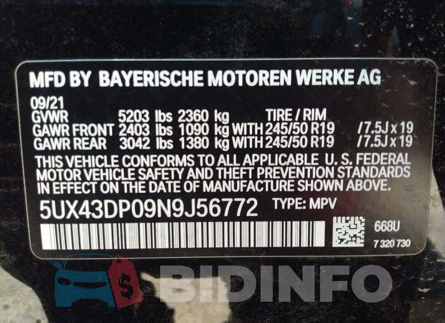 5UX43DP09N9J56772 Photo# 9