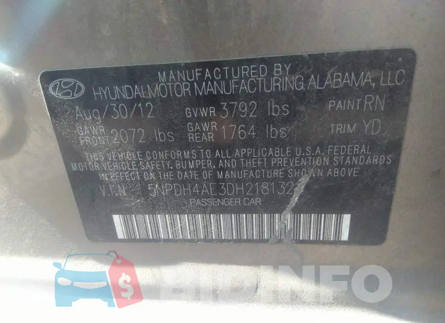 5NPDH4AE3DH218132 Photo# 9