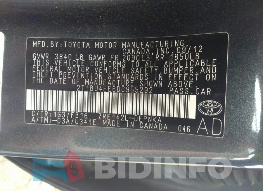 2T1BU4EE6DC955292 Photo# 9