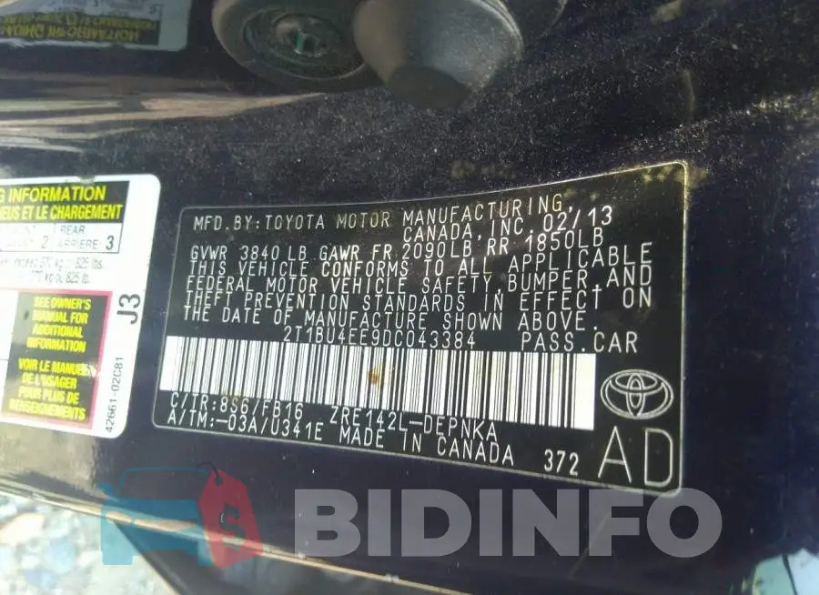 2T1BU4EE9DC043384 Photo# 9