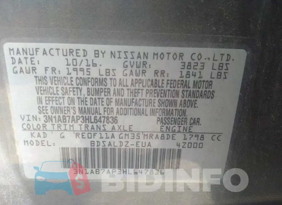 3N1AB7AP3HL647836 Photo# 9