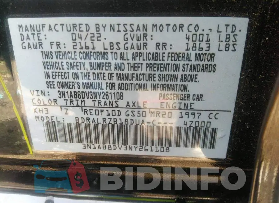 3N1AB8DV3NY261108 Photo# 9