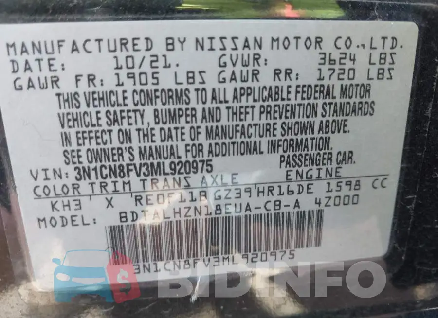 3N1CN8FV3ML920975 Photo# 9