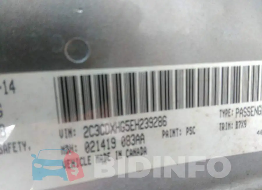 2C3CDXHG5EH239286 Photo# 9