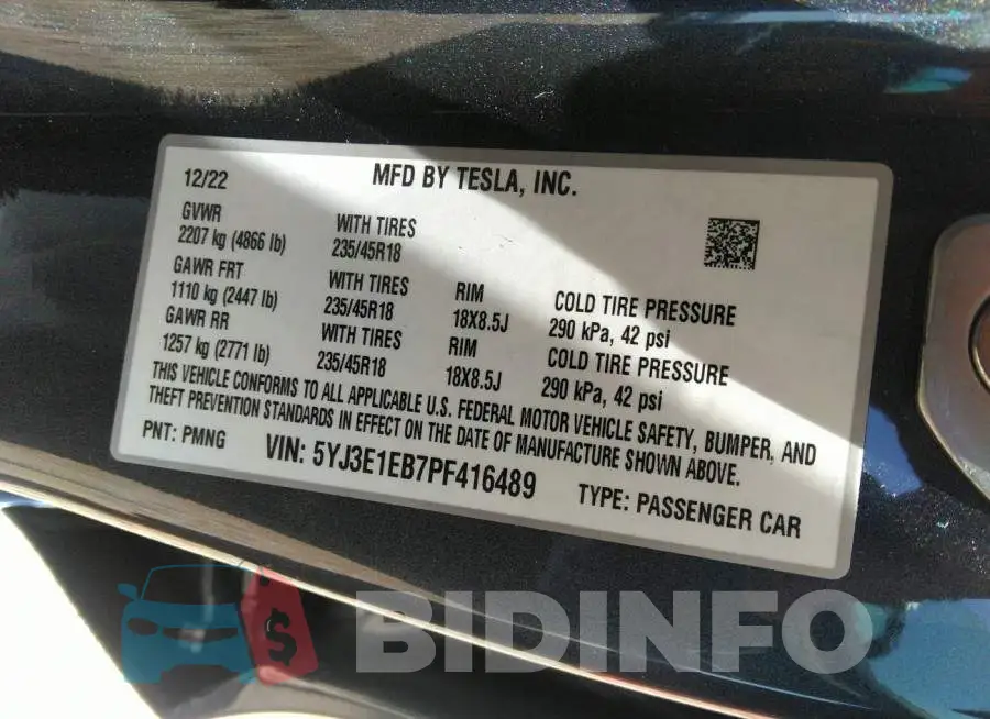 5YJ3E1EB7PF416489 Photo# 9