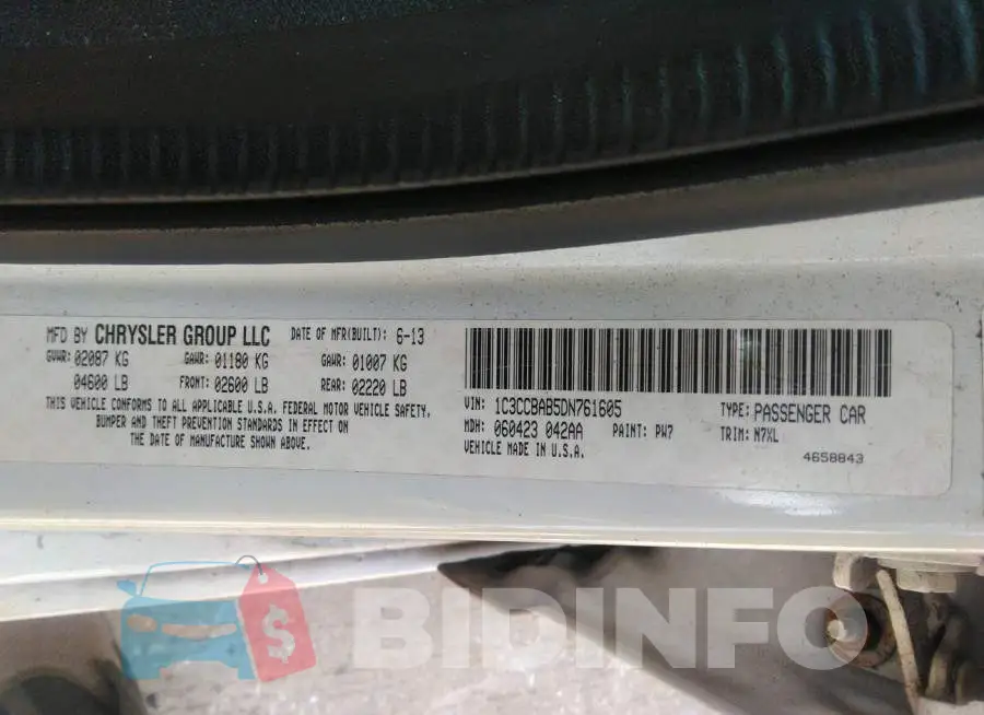 1C3CCBAB5DN761605 Photo# 9