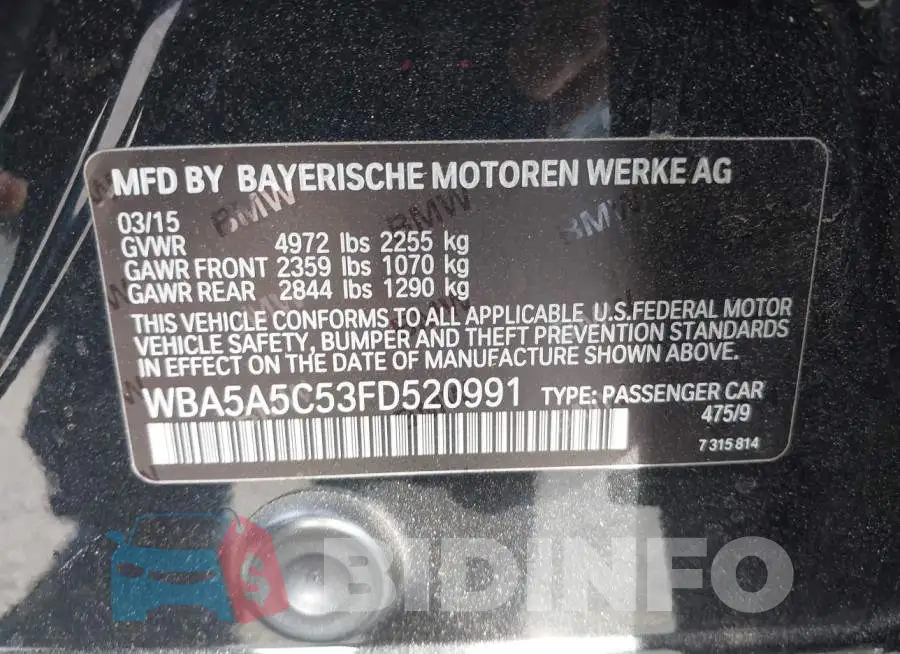 WBA5A5C53FD520991 Photo# 9