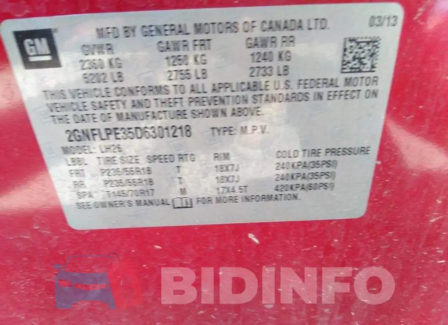 2GNFLPE35D6301218 Photo# 9