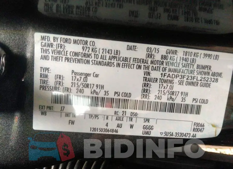 1FADP3F23FL252328 Photo# 9